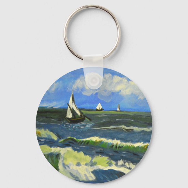Seascape at Saintes-Maries, Van Gogh Key Ring (Front)