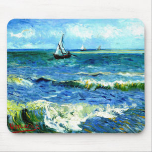 Seascape at Saintes-Maries, Vincent Van Gogh Mouse Pad