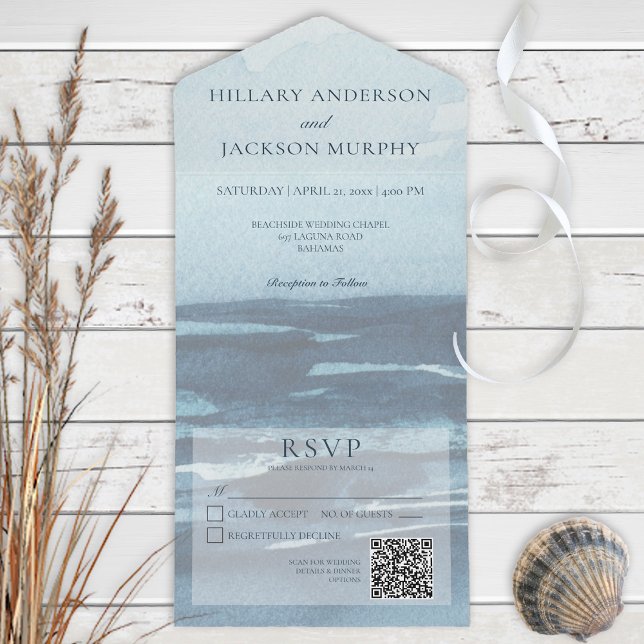 Seascape Beach Blue QR Code All in One Invite (Creator Uploaded)