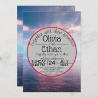Seascape beach blue sky Wedding Invitation