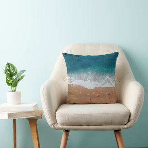 SEASCAPE BEACH SHELLS SUMMER VACATION CUSHION
