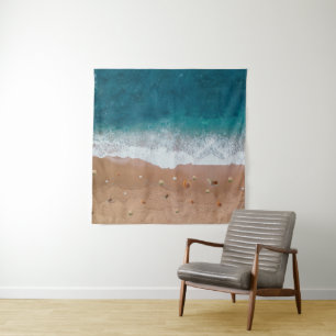 SEASCAPE BEACH SHELLS SUMMER VACATION TAPESTRY
