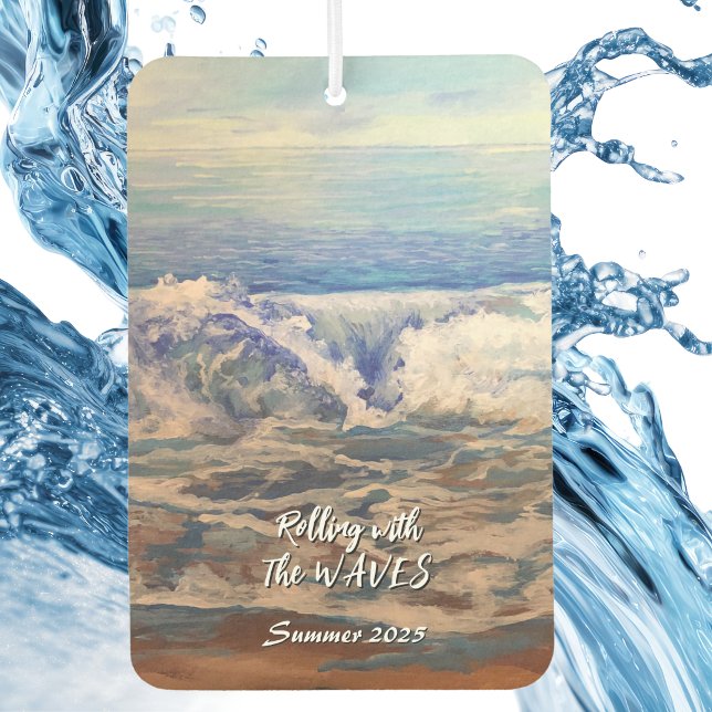Seascape Blue WAVES Personalise Air Freshener (Customize)