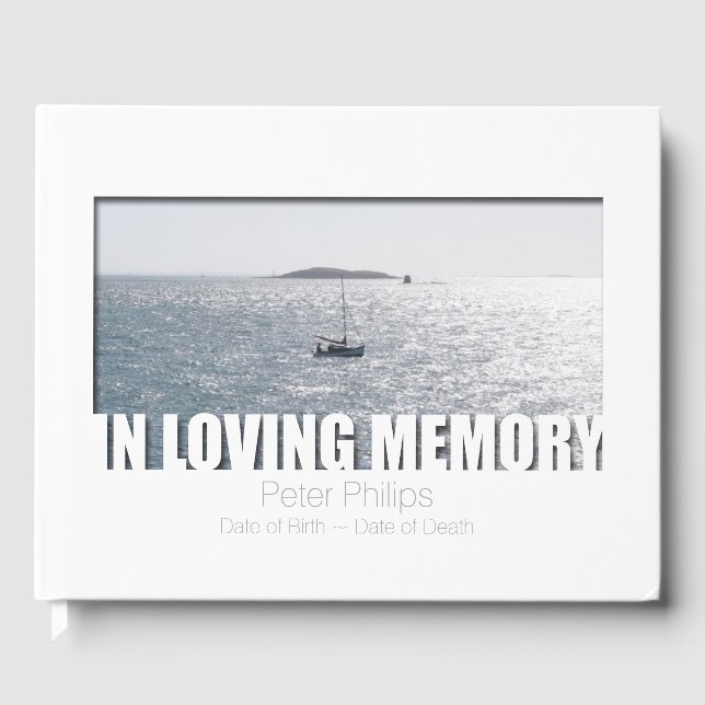 Seascape In Loving Memory Template Guest Book (Front)
