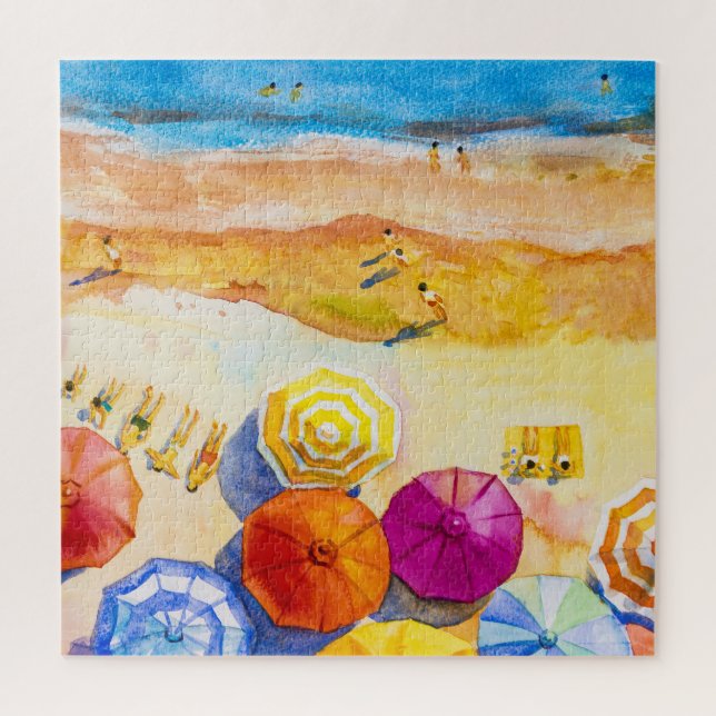 Seascape Love: Watercolor Vacation Painting Jigsaw Puzzle (Vertical)