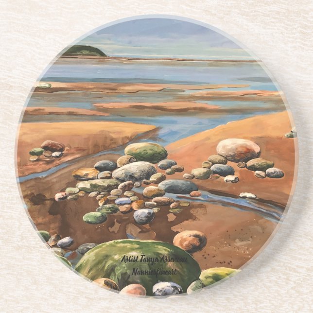 Seascape Painting Blues Tides Out Coaster (Front)