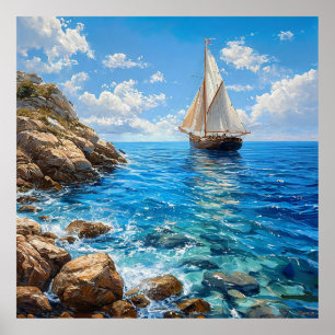 ⛵ Seascape Sailing Ship Ocean Wall Art Decor 🌊✨