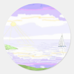 Seascape scene classic round sticker
