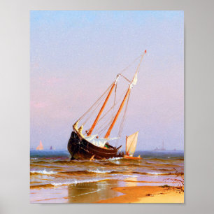 Seascape, ship aground by Alfred Thompson Bricher Poster