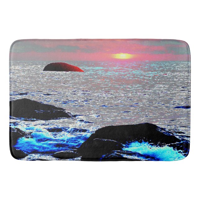 Seascape sunset..... bath mat (Front)