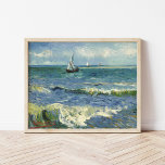 Seascape | Vincent Van Gogh Poster<br><div class="desc">Seascape near Les Saintes-Maries-de-la-Mer (1888) by Dutch post-impressionist artist Vincent Van Gogh. Original artwork is an oil on canvas seascape painting depicting a boat on an abstract blue ocean.

Use the design tools to add custom text or personalise the image.</div>
