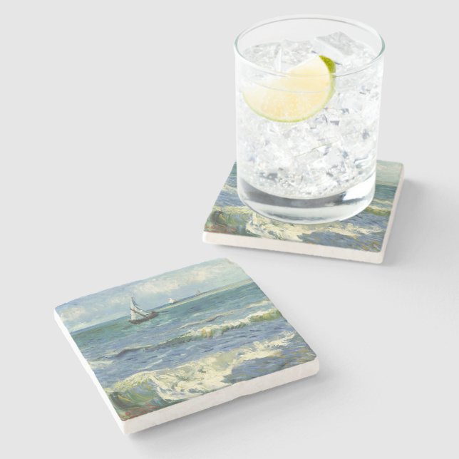 Seascape | Vincent van Gogh Stone Coaster (Side)
