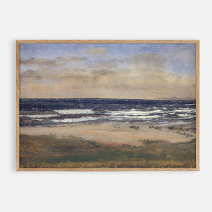 Seascape, vintage oil poster