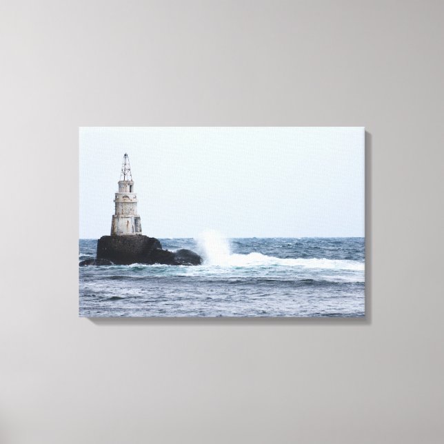 Seascape with lighthouse canvas print (Front)