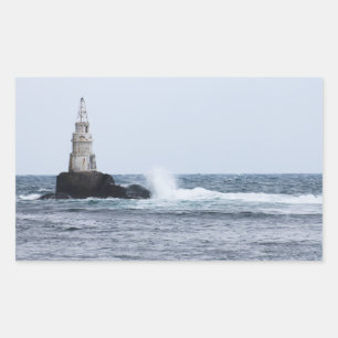 Seascape with lighthouse rectangular sticker