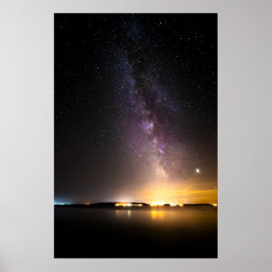Seascape with milky way poster