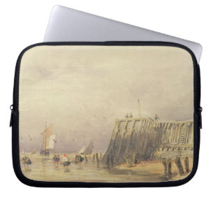 Seascape with Sailing Barges and Figures Wading Of Laptop Sleeve