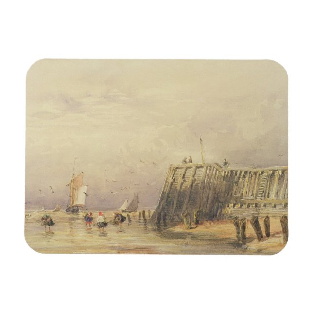 Seascape with Sailing Barges and Figures Wading Of Magnet (Horizontal)