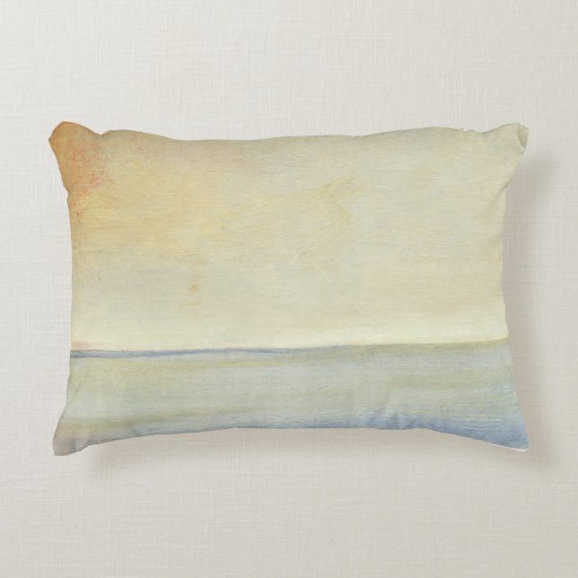 Seascape with Tranquil Orange Sunset Decorative Cushion (Front)