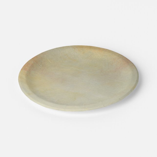 Seascape with Tranquil Orange Sunset Paper Plate (Angled)