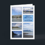 Seascapes birthday card for grandson<br><div class="desc">A birthday card for a wonderful grandson. A collection of seascapes and seaside images. Beaches and boats with beautiful scenery. A modern take on a traditional look. Inside the card is a lovely verse. Copyright Norma Cornes</div>