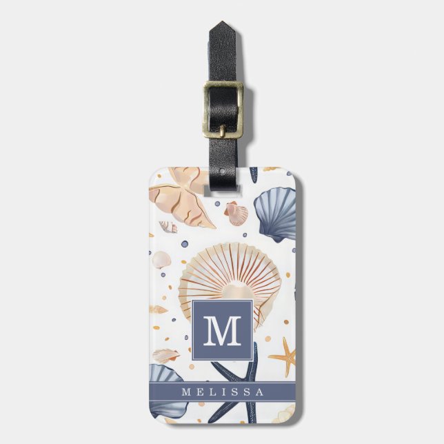 Seashell and Beach Luggage Tag (Front Vertical)