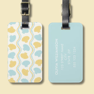Seashell and beach waves Summer Luggage Tag