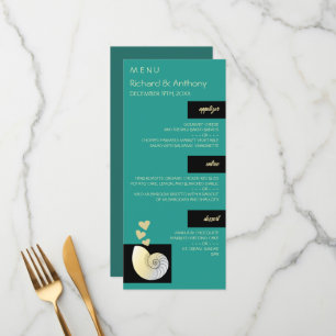 Seashell and Hearts, Beach Wedding Menu