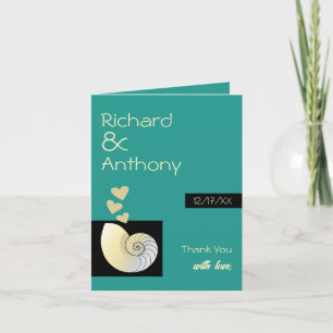 Seashell and Hearts, Beach Wedding Thank You Card