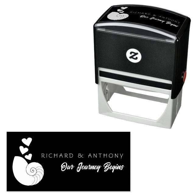 Seashell and Hearts Self-inking Stamp (In Situ)