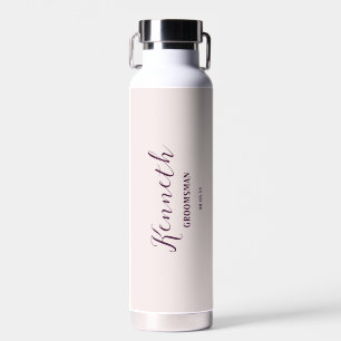 Seashell and Plum Modern Monogram Bachelor Water Bottle