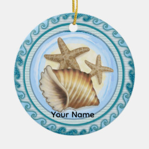 Seashell and Starfish Ceramic Tree Decoration
