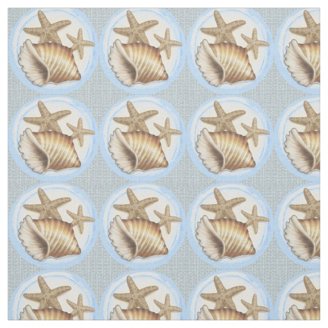 Seashell and Starfish Fabric (Swatch)