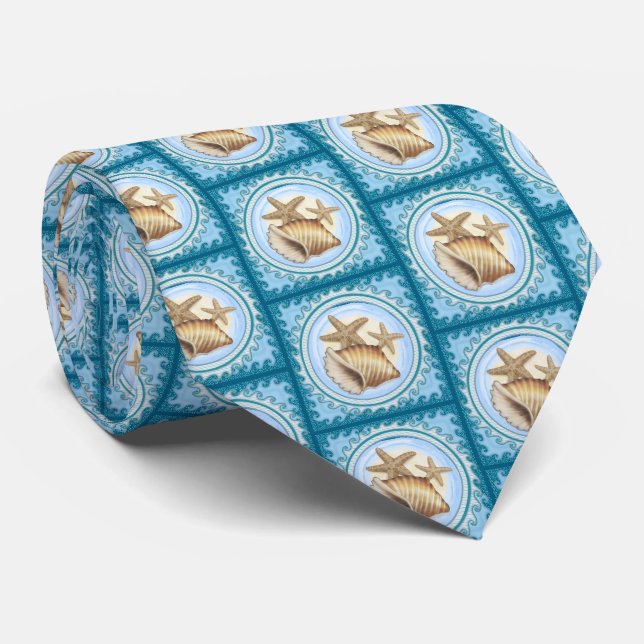 Seashell and Starfish Tie (Rolled)