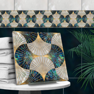 Seashell Art Deco - Abalone Shell and Pearl Tile