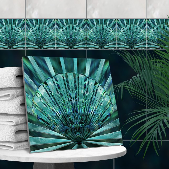 Seashell Art Deco -Aquamarine and Abalone Tile (Creator Uploaded)