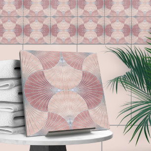 Seashell Art Deco -Misty Rose and Pearl Tile