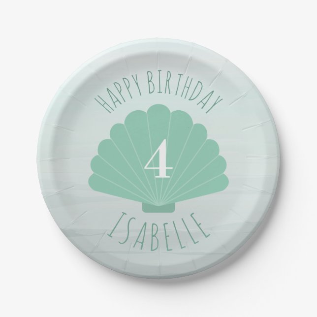 Seashell Beach Birthday Party Paper Plate (Front)