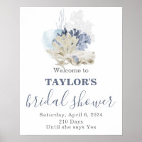 Seashell beach blue bridal shower Welcome