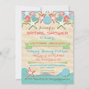 Seashell Beach Bridal Shower Invitations