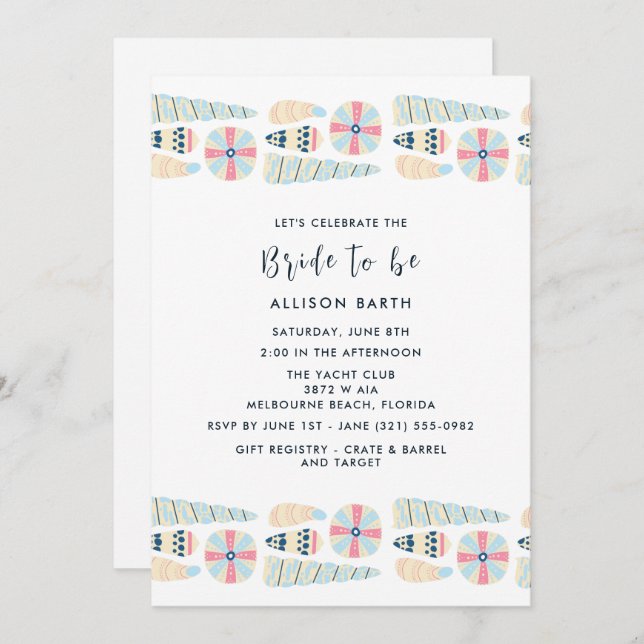 Seashell Beach Bridal Shower Party (Front/Back)