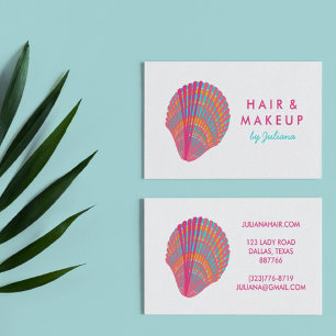 Seashell Beach Chic Elegant Pink & BLue Business Card