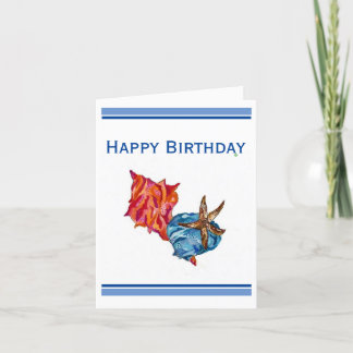 Seashell beach coastal watercolor thank you card