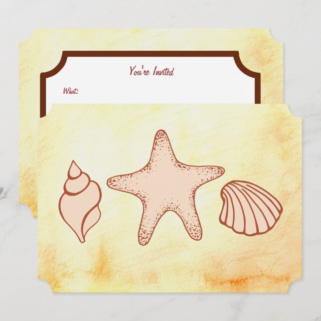 Seashell  Beach Invitations (Front/Back)