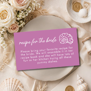 Seashell Beach Mauve Bridal Shower Recipe Request Enclosure Card