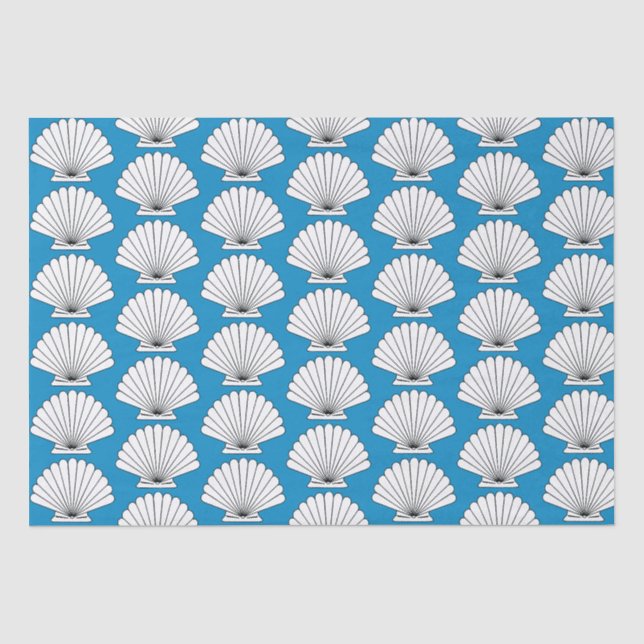 Seashell Beach Ocean Blue Tissue Paper (Front)