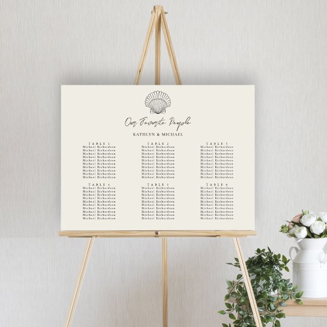 Seashell Beach Ocean Wedding 6 Table Seating Chart (Creator Uploaded)