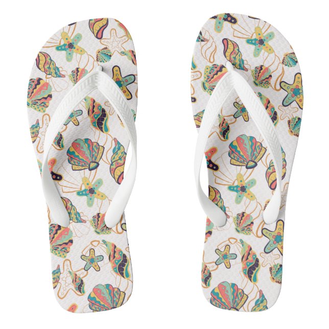 Seashell Beach Pattern Jandals (Footbed)