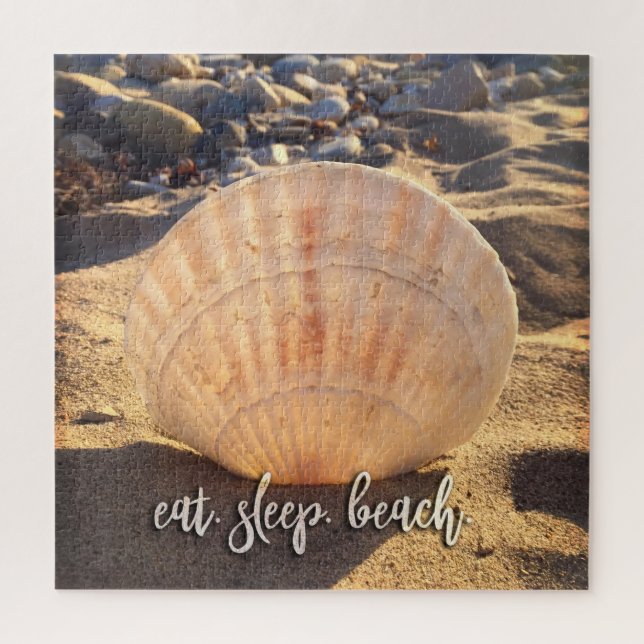 Seashell Beach Photo Eat Sleep Beach Coastal Jigsaw Puzzle (Vertical)