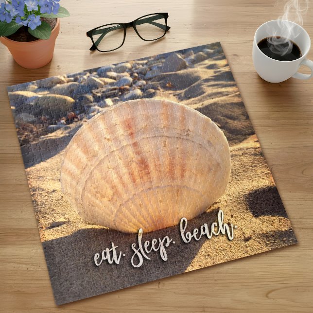 Seashell Beach Photo Eat Sleep Beach Coastal Jigsaw Puzzle (Creator Uploaded)